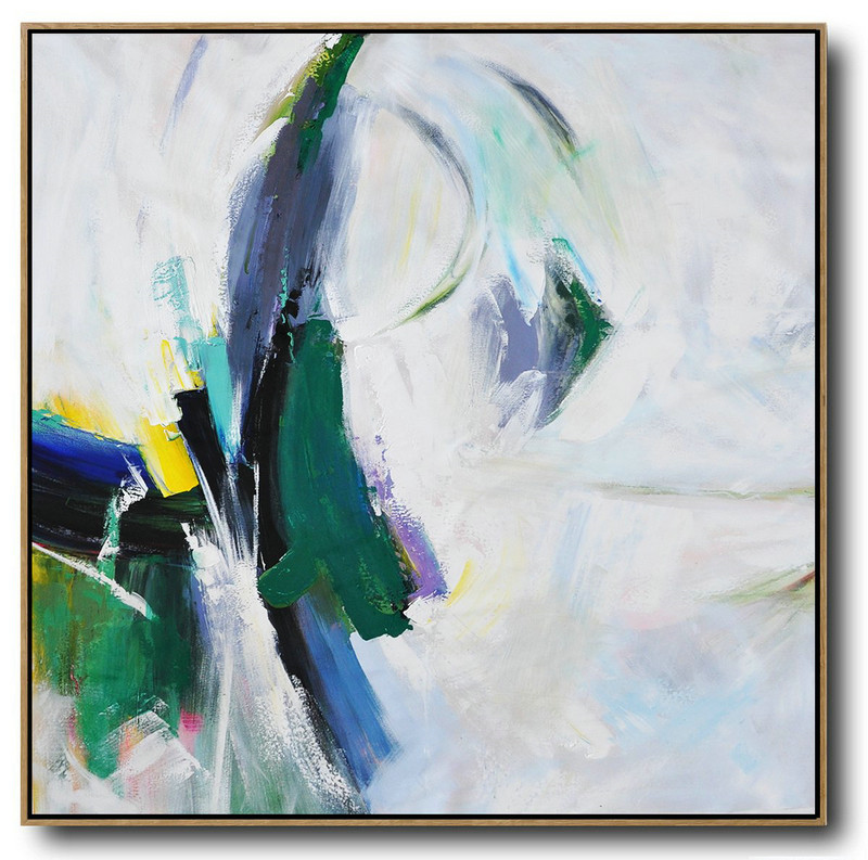 Extra Large Acrylic Painting On Canvas,Palette Knife Contemporary Art Canvas Painting,Canvas Artwork For Living Room,White,Dark Green,Purple,Grey.etc